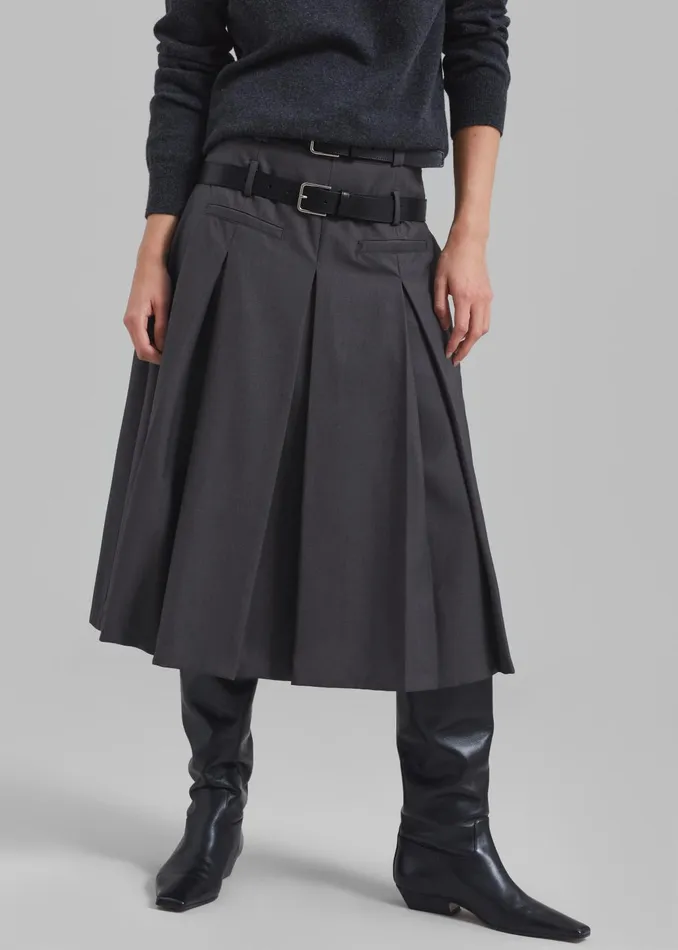 The Frankie Shop Bottoms Women Gisele Pleated Midi Skirt 8211 Grey