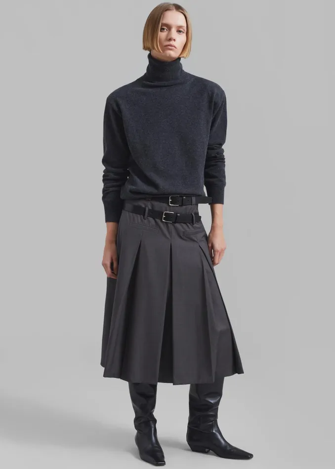 The Frankie Shop Bottoms Women Gisele Pleated Midi Skirt 8211 Grey