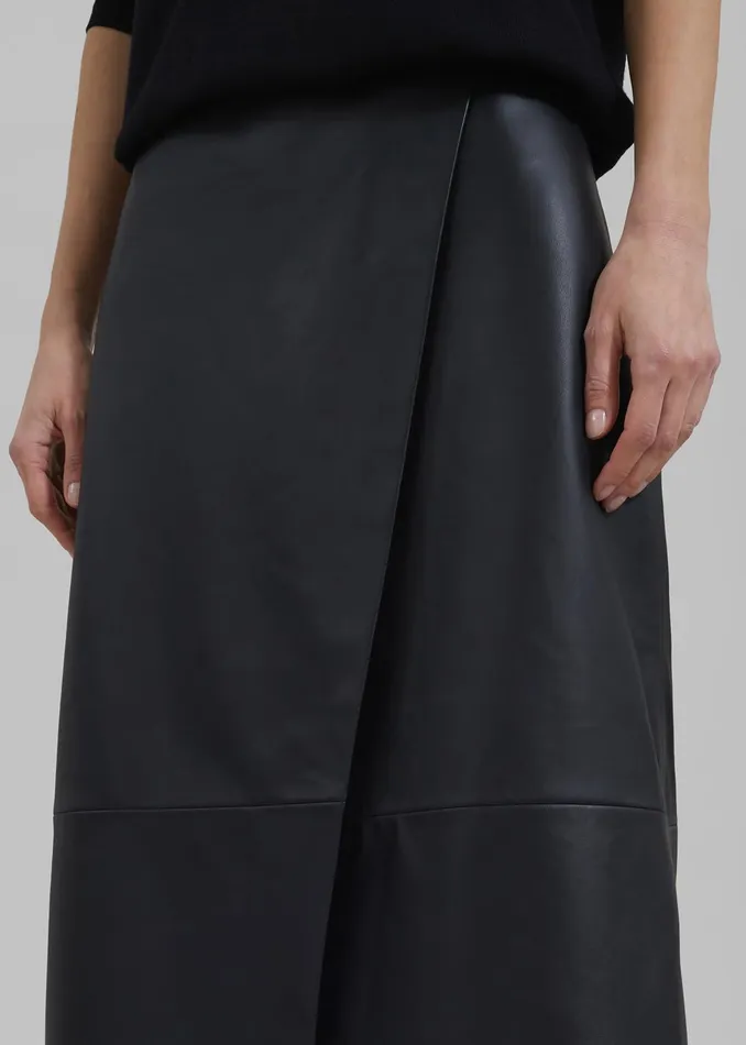 The Frankie Shop Bottoms Women Hedi Leather Midi Wrap Skirt 8211 Black