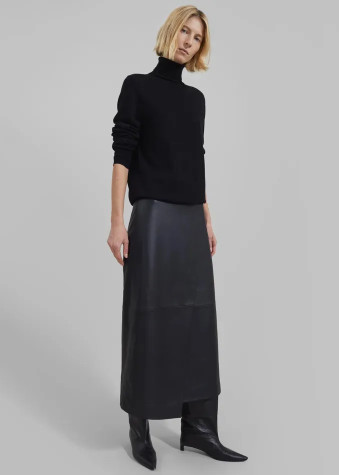 The Frankie Shop Bottoms Women Hedi Leather Midi Wrap Skirt 8211 Black