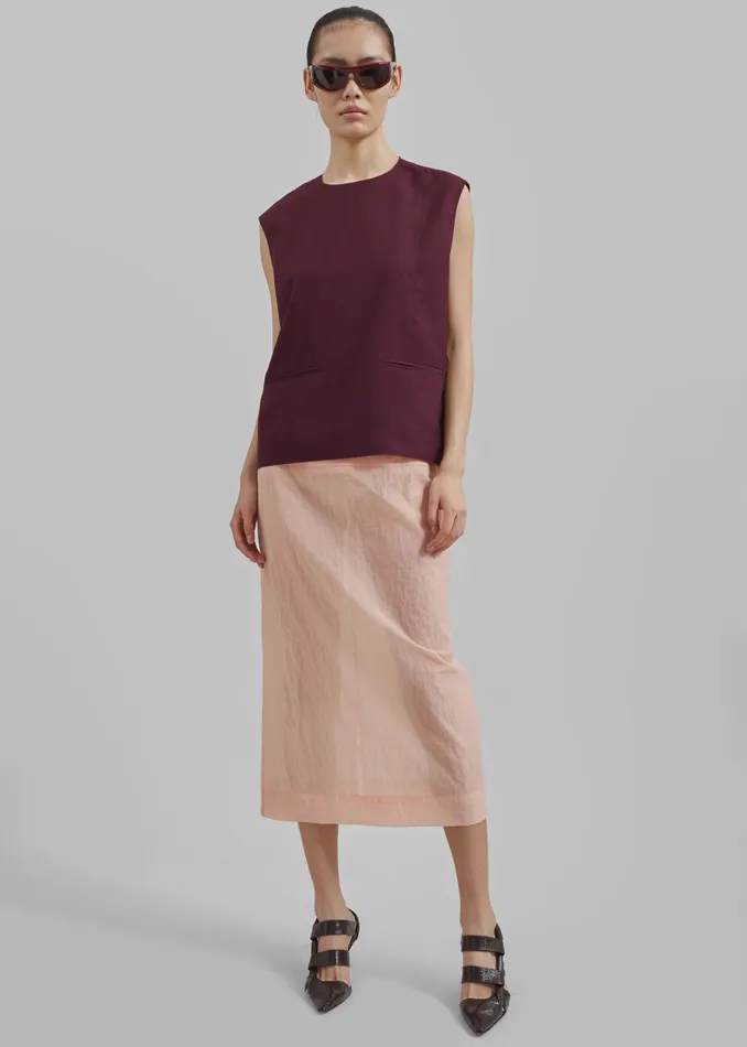 The Frankie Shop Bottoms Women Heidi Semi Sheer Midi Skirt 8211 Pink