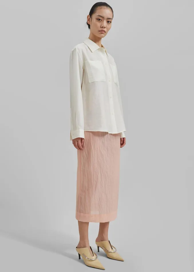 The Frankie Shop Bottoms Women Heidi Semi Sheer Midi Skirt 8211 Pink
