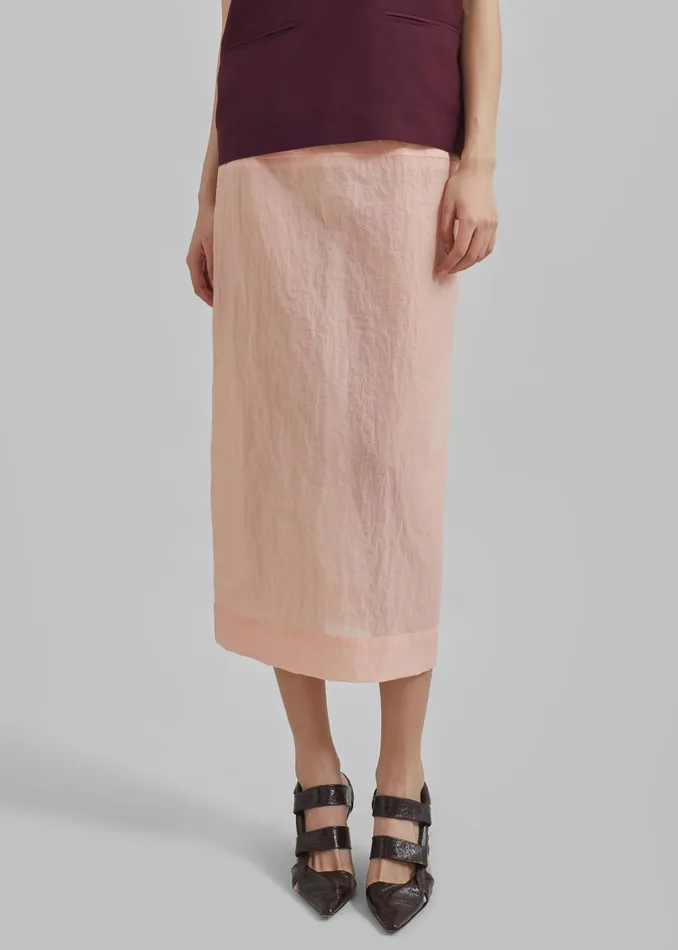 The Frankie Shop Bottoms Women Heidi Semi Sheer Midi Skirt 8211 Pink