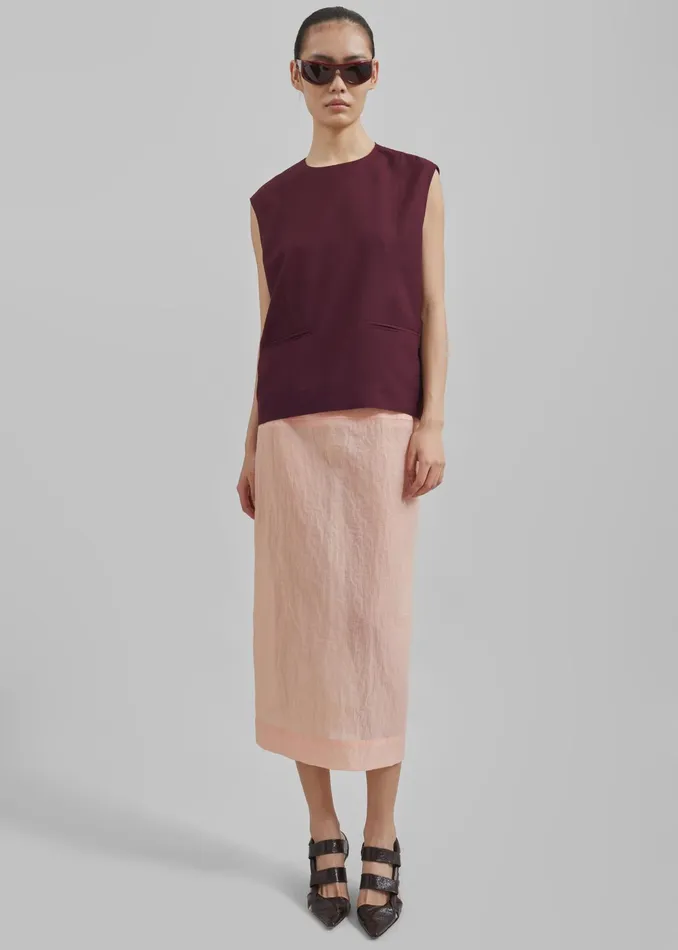 The Frankie Shop Bottoms Women Heidi Semi Sheer Midi Skirt 8211 Pink