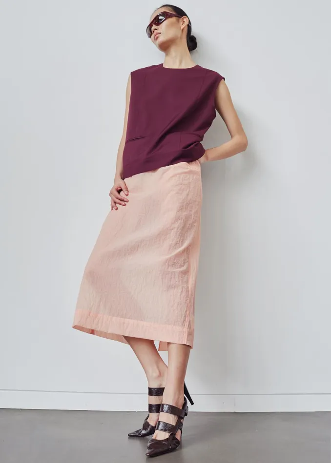 The Frankie Shop Bottoms Women Heidi Semi Sheer Midi Skirt 8211 Pink