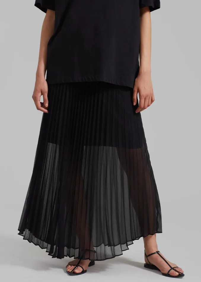 The Frankie Shop Bottoms Women Kaya Pleated Maxi Skirt 8211 Black
