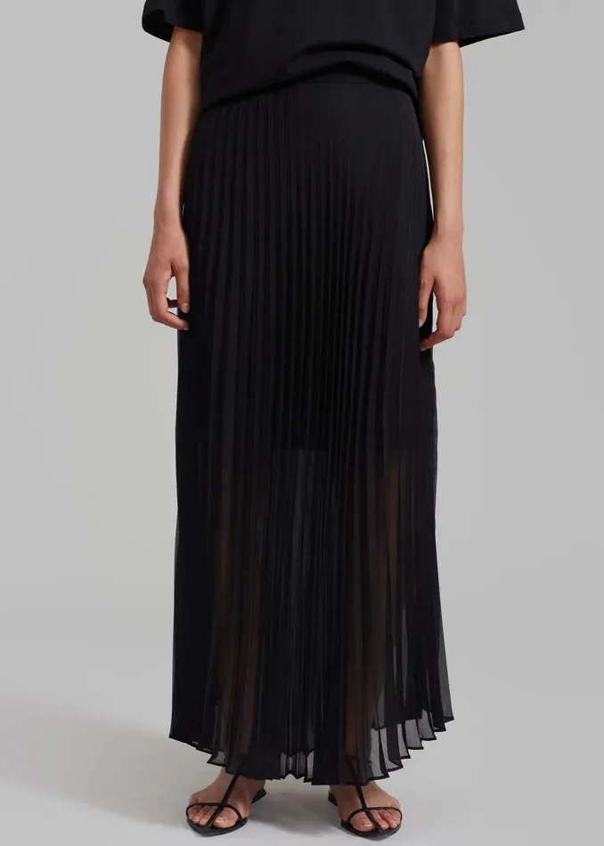 The Frankie Shop Bottoms Women Kaya Pleated Maxi Skirt 8211 Black
