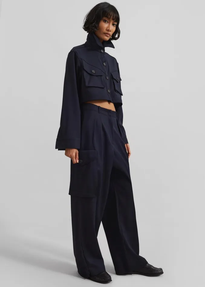 The Frankie Shop Bottoms Women Kiora Cargo Pants 8211 Navy