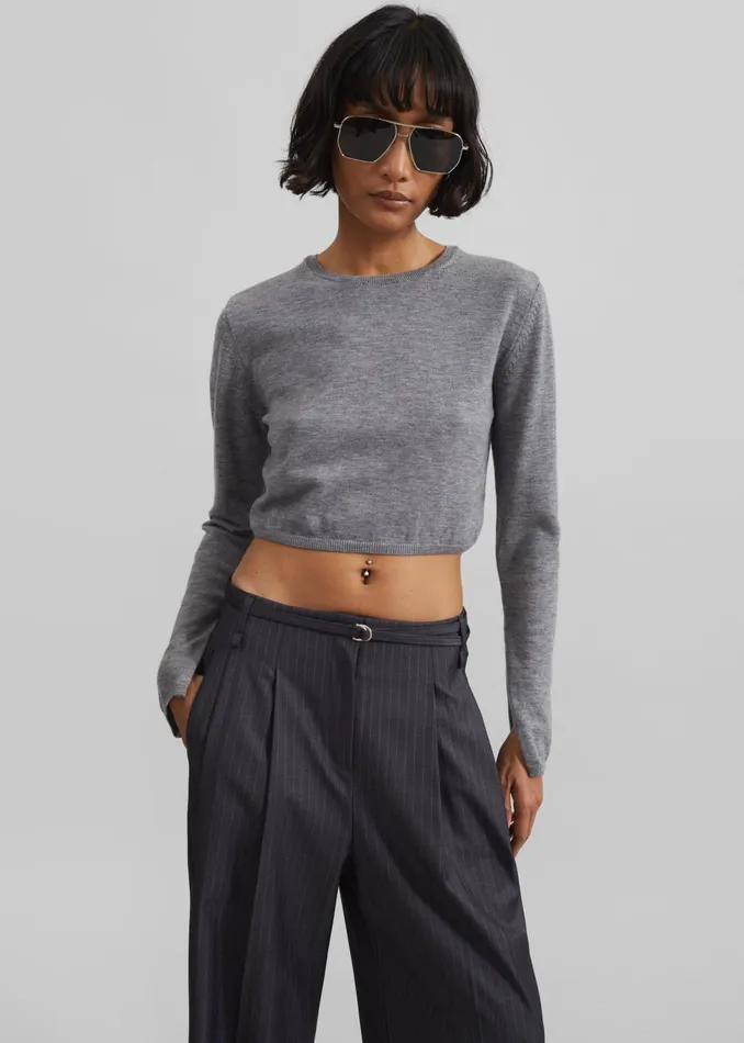 The Frankie Shop Bottoms Women Loma Pintuck Trousers 8211 CharcoalWhite Pinstripe