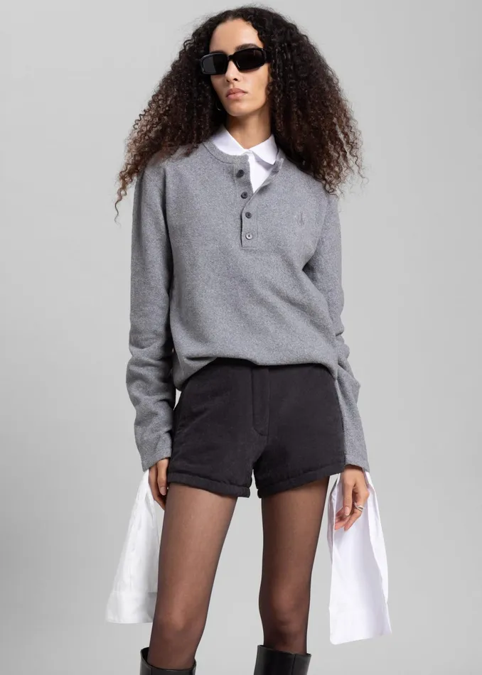 The Frankie Shop Bottoms Women Low Classic Padded Stitch Mini Pants 8211 Charcoal