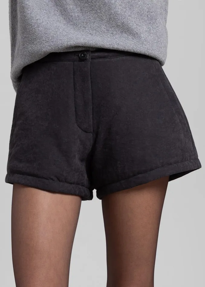 The Frankie Shop Bottoms Women Low Classic Padded Stitch Mini Pants 8211 Charcoal