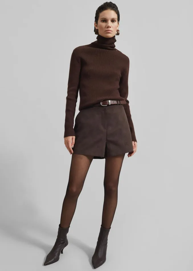 The Frankie Shop Bottoms Women Merida Faux Suede Shorts 8211 Brown