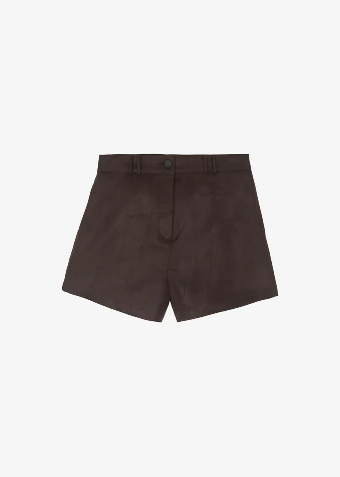The Frankie Shop Bottoms Women Merida Faux Suede Shorts 8211 Brown