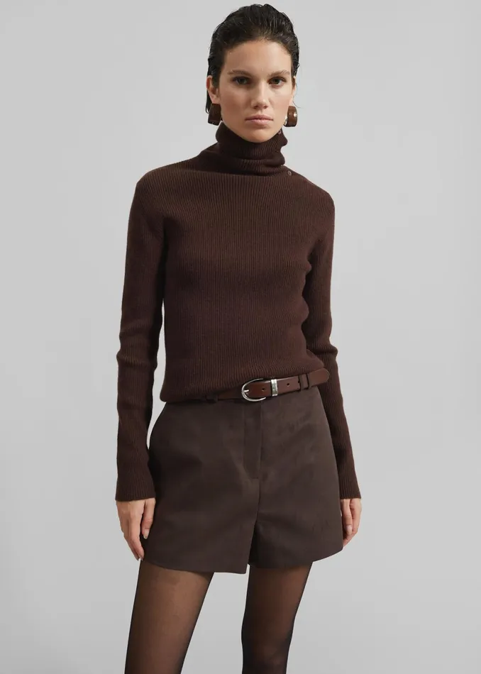 The Frankie Shop Bottoms Women Merida Faux Suede Shorts 8211 Brown