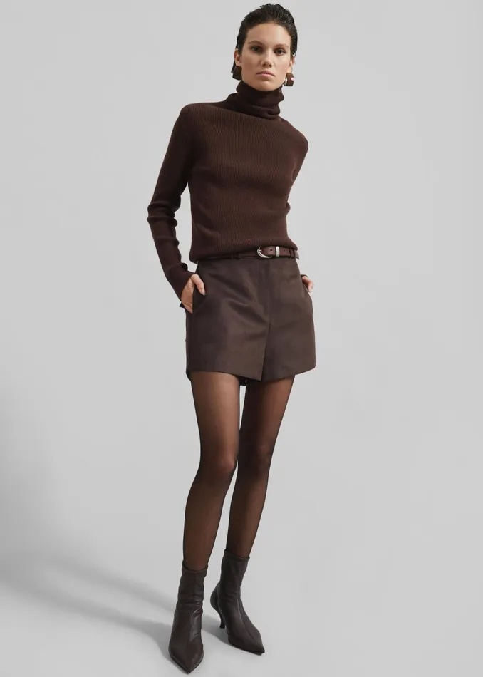 The Frankie Shop Bottoms Women Merida Faux Suede Shorts 8211 Brown