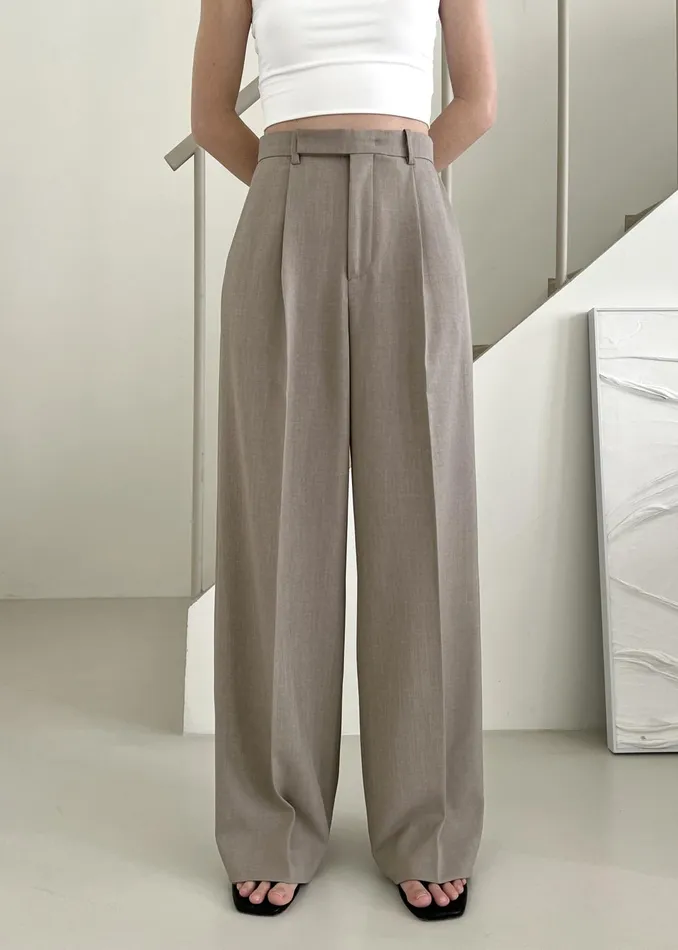 The Frankie Shop Bottoms Women Nessi Pintuck Trousers 8211 Taupe