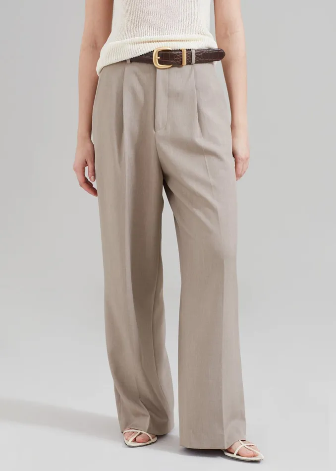 The Frankie Shop Bottoms Women Nessi Pintuck Trousers 8211 Taupe