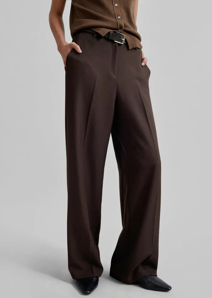 The Frankie Shop Bottoms Women Nisha Pintuck Trousers 8211 Brown
