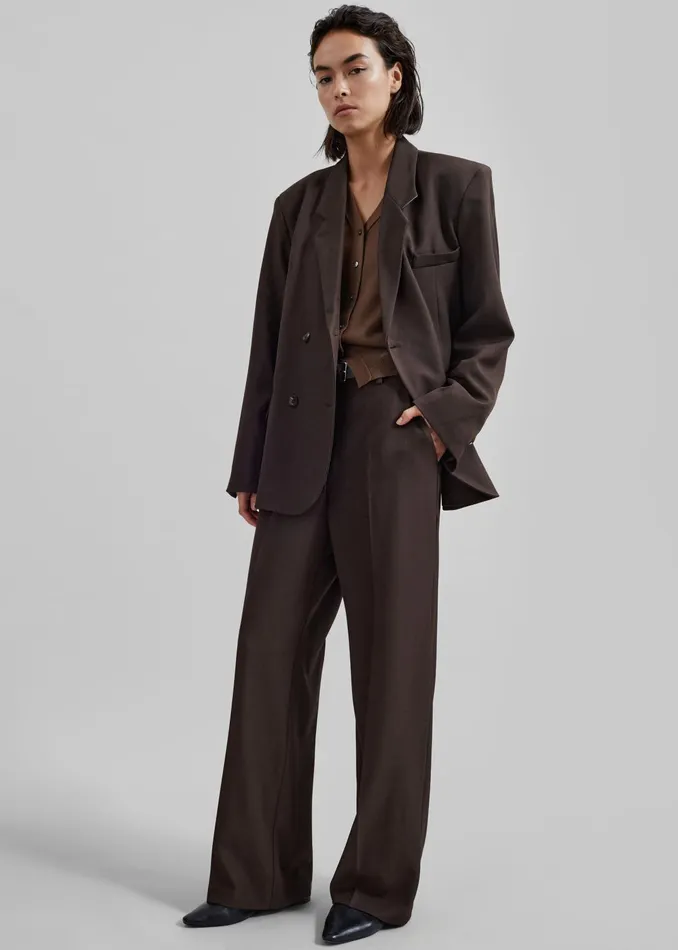 The Frankie Shop Bottoms Women Nisha Pintuck Trousers 8211 Brown