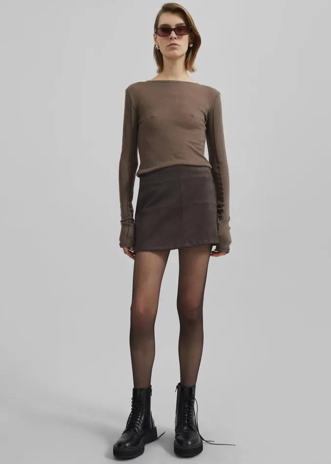The Frankie Shop Bottoms Women Regina Faux Suede Mini Skirt 8211 Brown