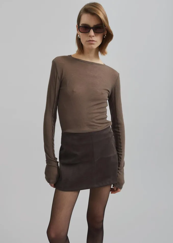 The Frankie Shop Bottoms Women Regina Faux Suede Mini Skirt 8211 Brown
