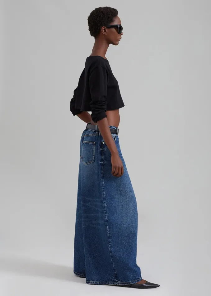 The Frankie Shop Bottoms Women Sasha Wide Leg Jeans 8211 Dark Blue