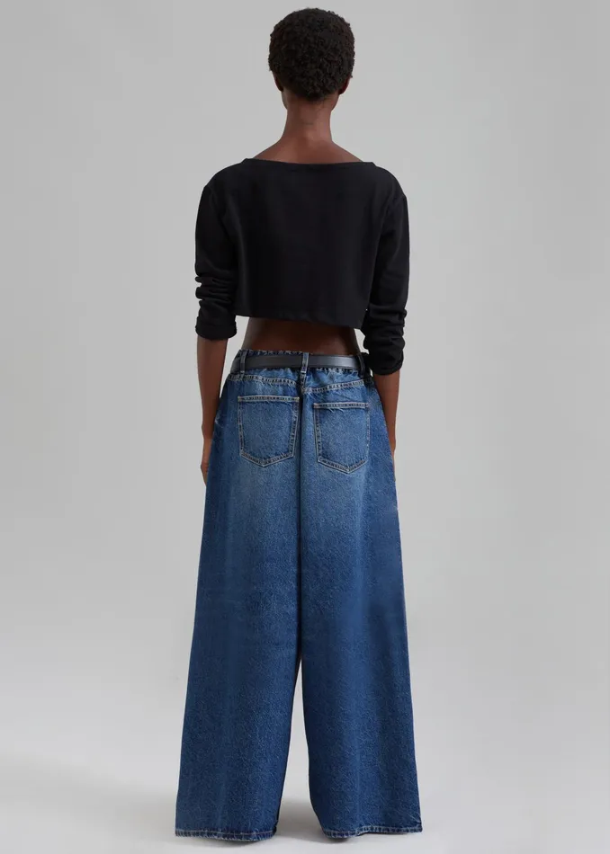 The Frankie Shop Bottoms Women Sasha Wide Leg Jeans 8211 Dark Blue