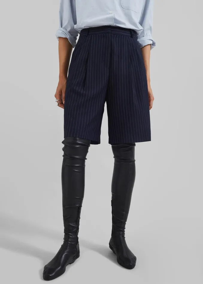 The Frankie Shop Bottoms Women Sava Bermuda Shorts 8211 NavyWhite Stripe