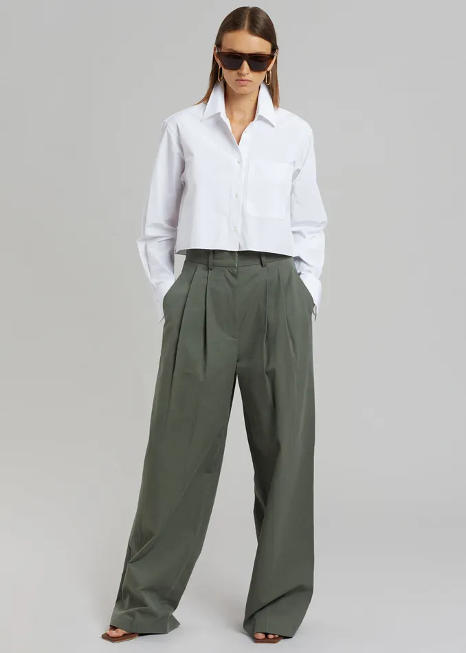 The Frankie Shop Bottoms Women Tansy Cotton Pants 8211 Olive