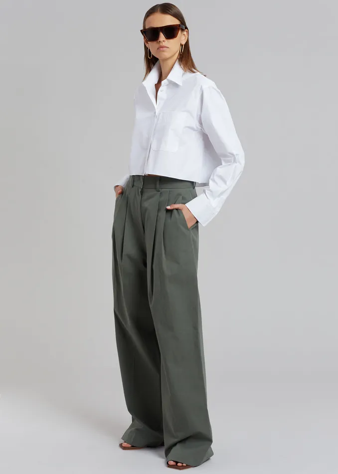 The Frankie Shop Bottoms Women Tansy Cotton Pants 8211 Olive