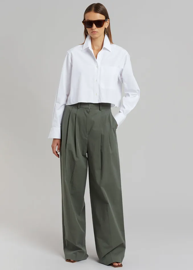 The Frankie Shop Bottoms Women Tansy Cotton Pants 8211 Olive