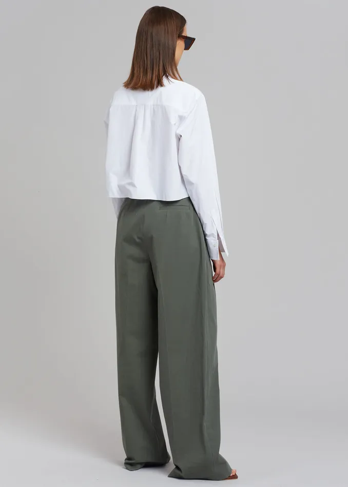 The Frankie Shop Bottoms Women Tansy Cotton Pants 8211 Olive
