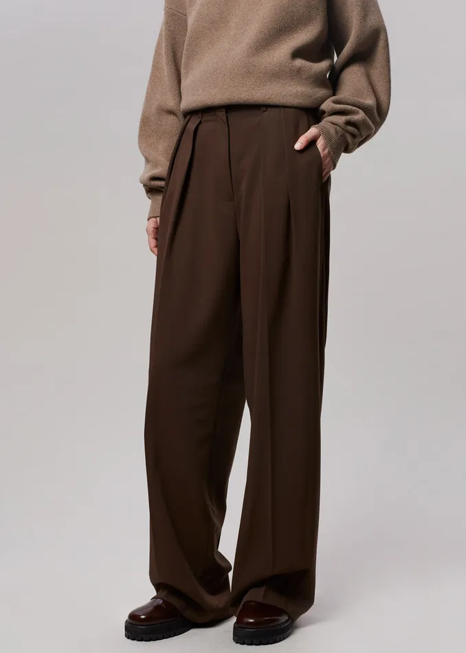 The Frankie Shop Bottoms Women Tansy Pleated Trousers 8211 Chocolate