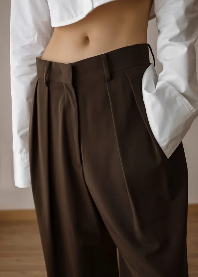 The Frankie Shop Bottoms Women Tansy Pleated Trousers 8211 Chocolate