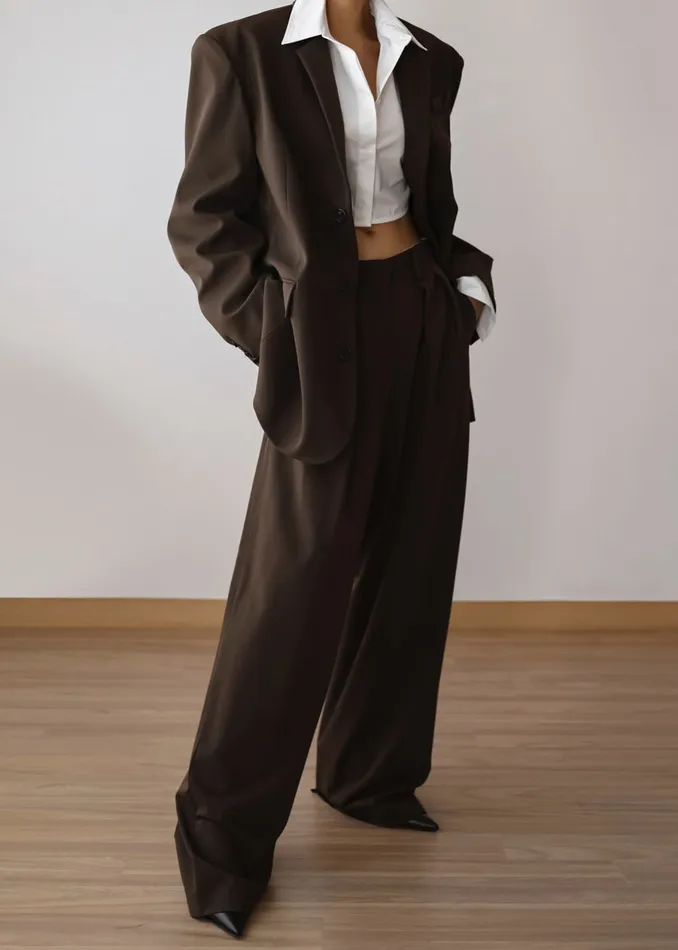 The Frankie Shop Bottoms Women Tansy Pleated Trousers 8211 Chocolate