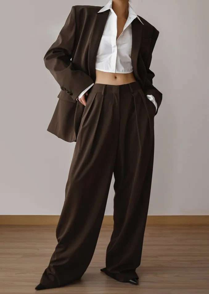 The Frankie Shop Bottoms Women Tansy Pleated Trousers 8211 Chocolate