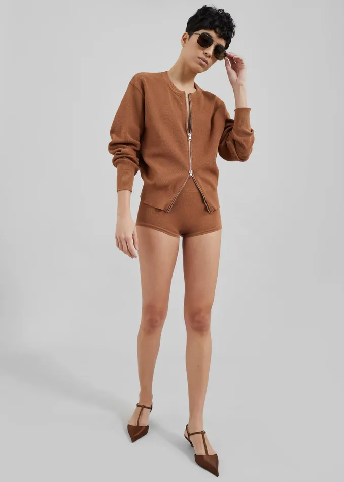 The Frankie Shop Bottoms Women Veronica Mini Knit Shorts 8211 Brown