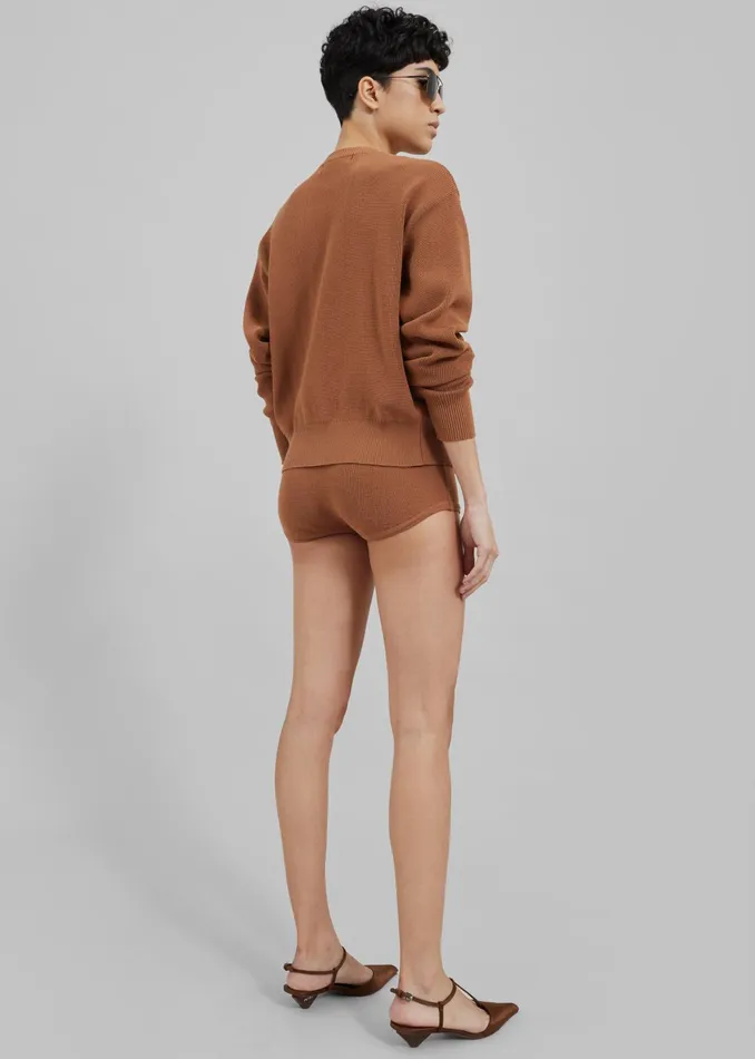 The Frankie Shop Bottoms Women Veronica Mini Knit Shorts 8211 Brown
