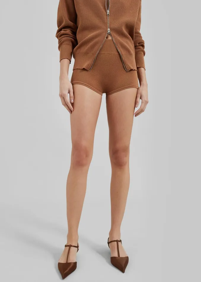 The Frankie Shop Bottoms Women Veronica Mini Knit Shorts 8211 Brown