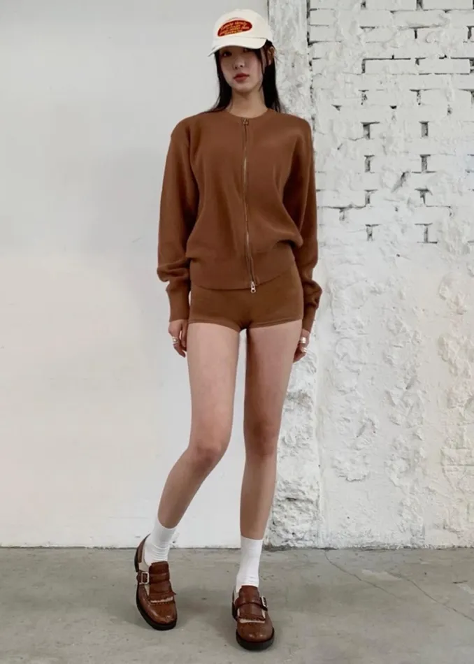 The Frankie Shop Bottoms Women Veronica Mini Knit Shorts 8211 Brown