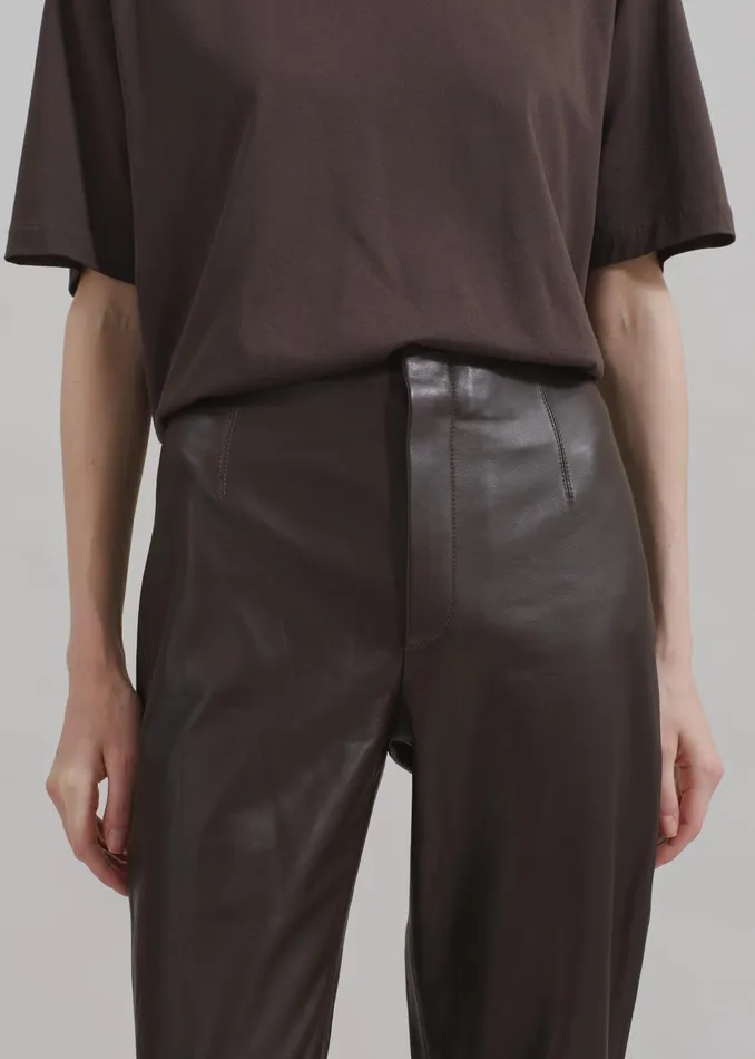 The Frankie Shop Bottoms Women Ziggy Long Leather Pants 8211 Brown