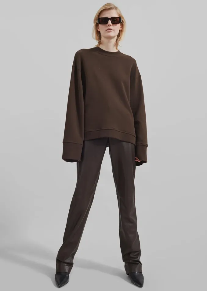 The Frankie Shop Bottoms Women Ziggy Long Leather Pants 8211 Brown