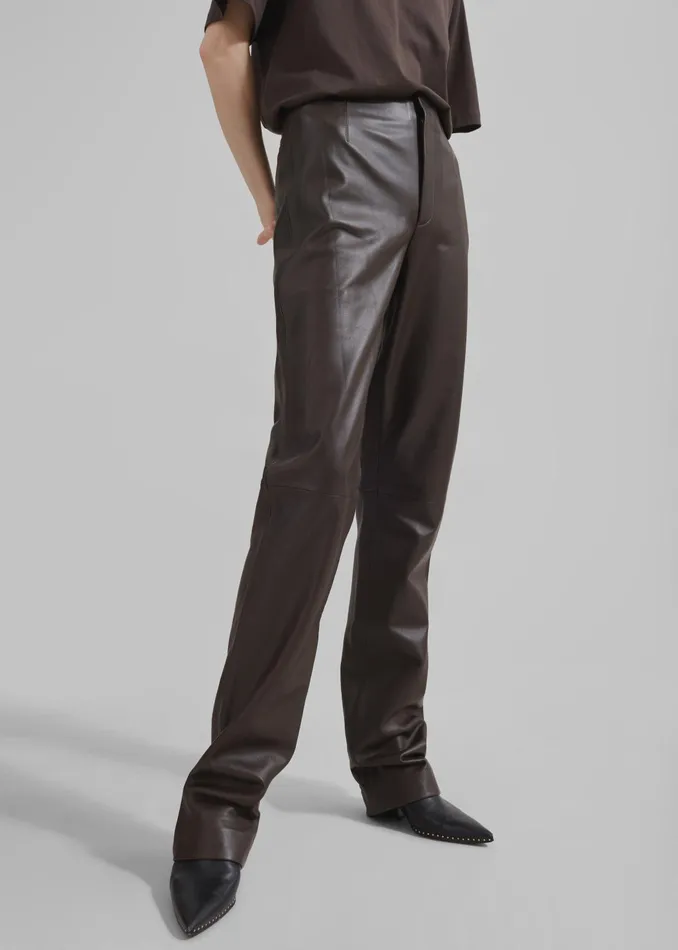 The Frankie Shop Bottoms Women Ziggy Long Leather Pants 8211 Brown
