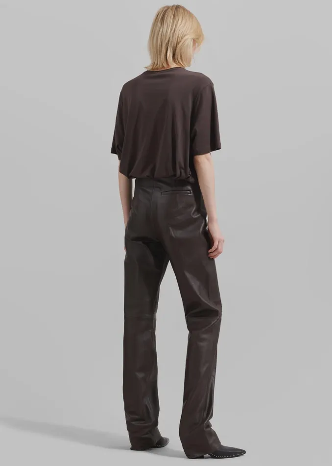The Frankie Shop Bottoms Women Ziggy Long Leather Pants 8211 Brown