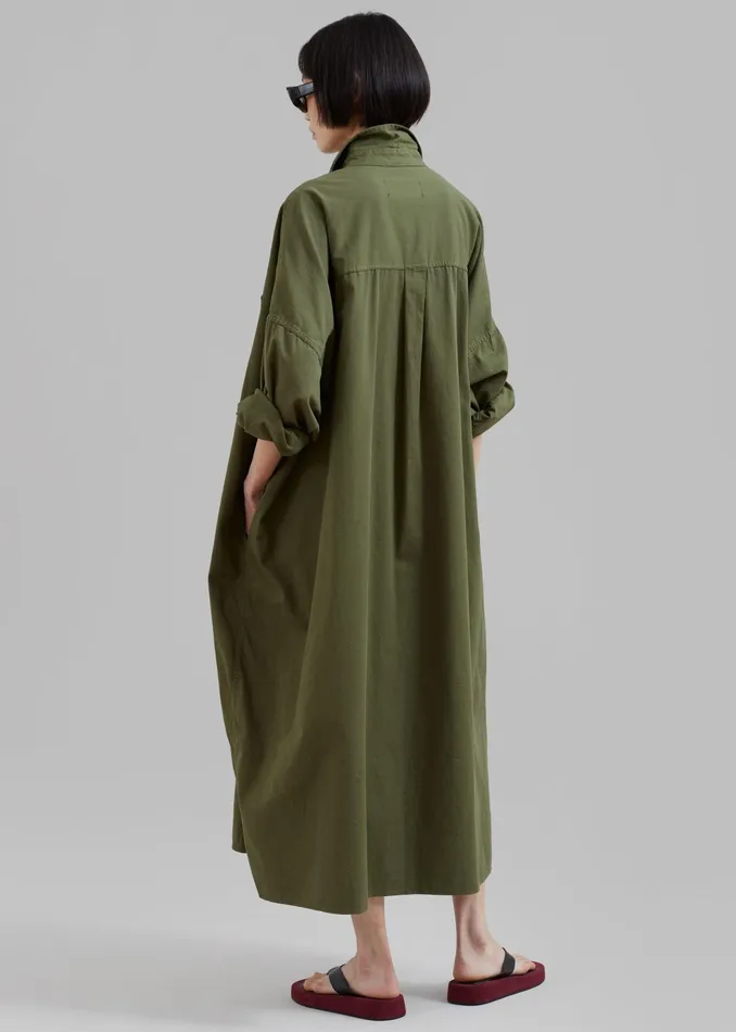 The Frankie Shop Dresses Women Kason Oversized Shirt Dress 8211 Dark Olive