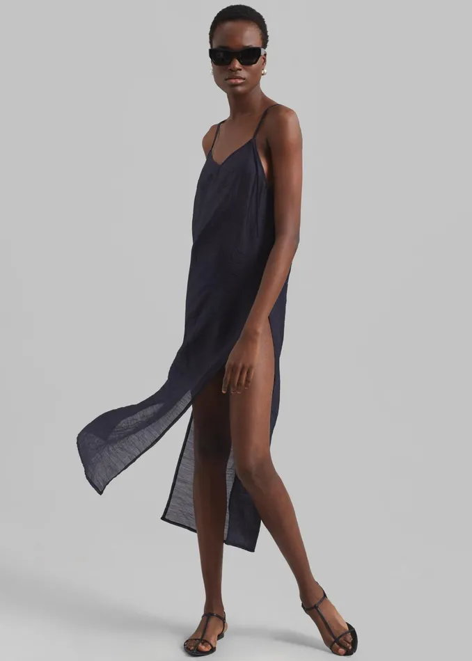 The Frankie Shop Dresses Women Madeline Sheer Midi Dress 8211 Navy