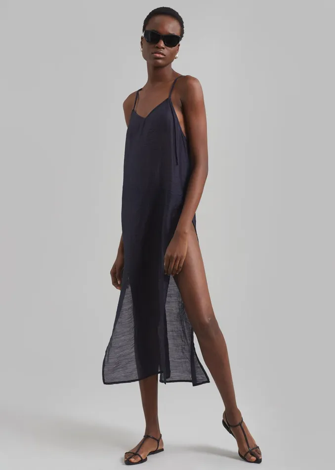 The Frankie Shop Dresses Women Madeline Sheer Midi Dress 8211 Navy