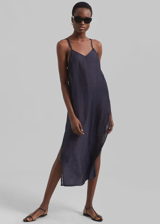 The Frankie Shop Dresses Women Madeline Sheer Midi Dress 8211 Navy