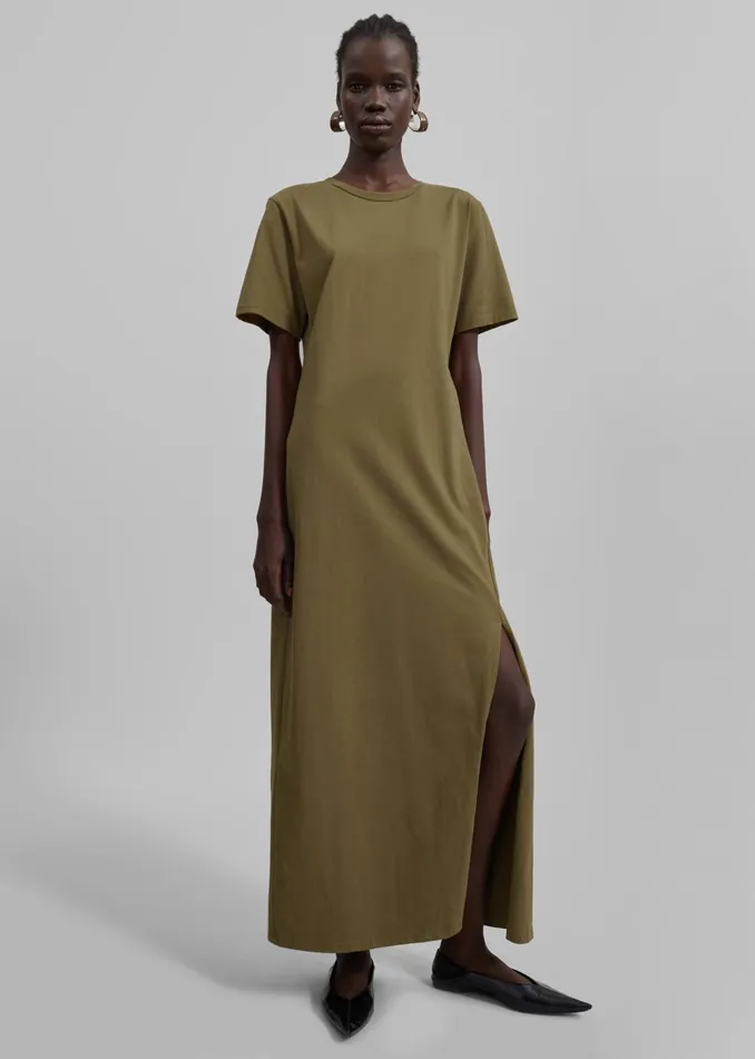 The Frankie Shop Dresses Women Marina Maxi Slit Dress 8211 Khaki