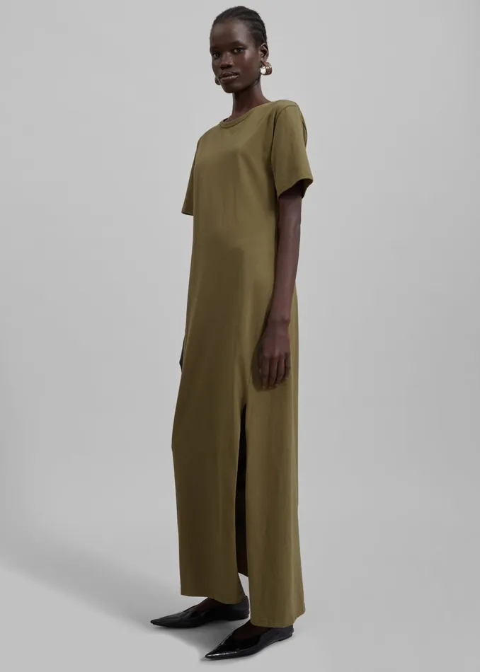 The Frankie Shop Dresses Women Marina Maxi Slit Dress 8211 Khaki